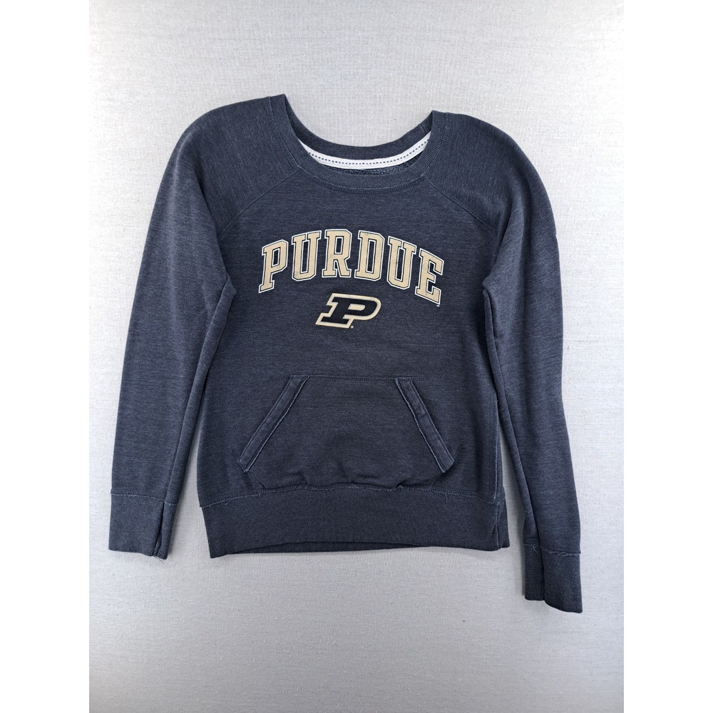 Purdue Boilermakers Sweatshirt Women's Medium Gray Crewneck Scoop Neck
